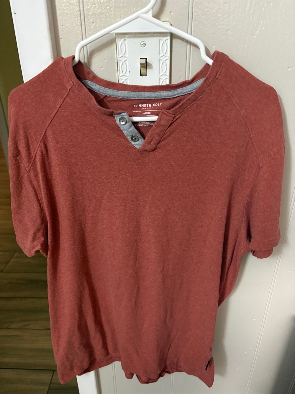 Kenneth Cole Short Sleeve Henley Top - Rust Red
